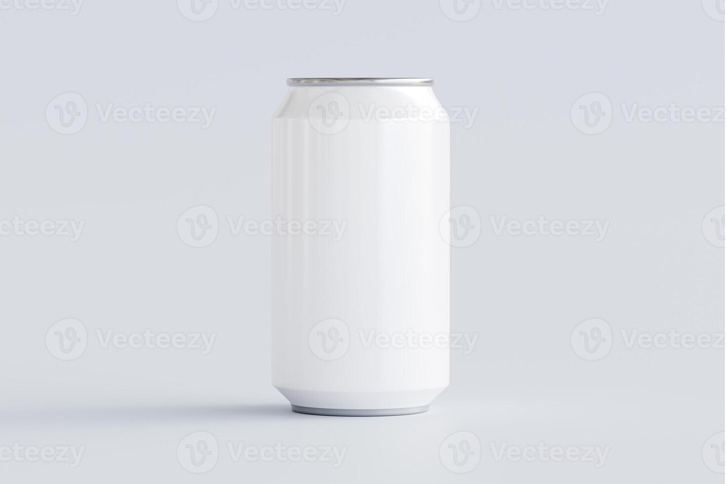 Blank mock-up of an aluminium soda can on an isolated white background. 3D rendering to show the product photo