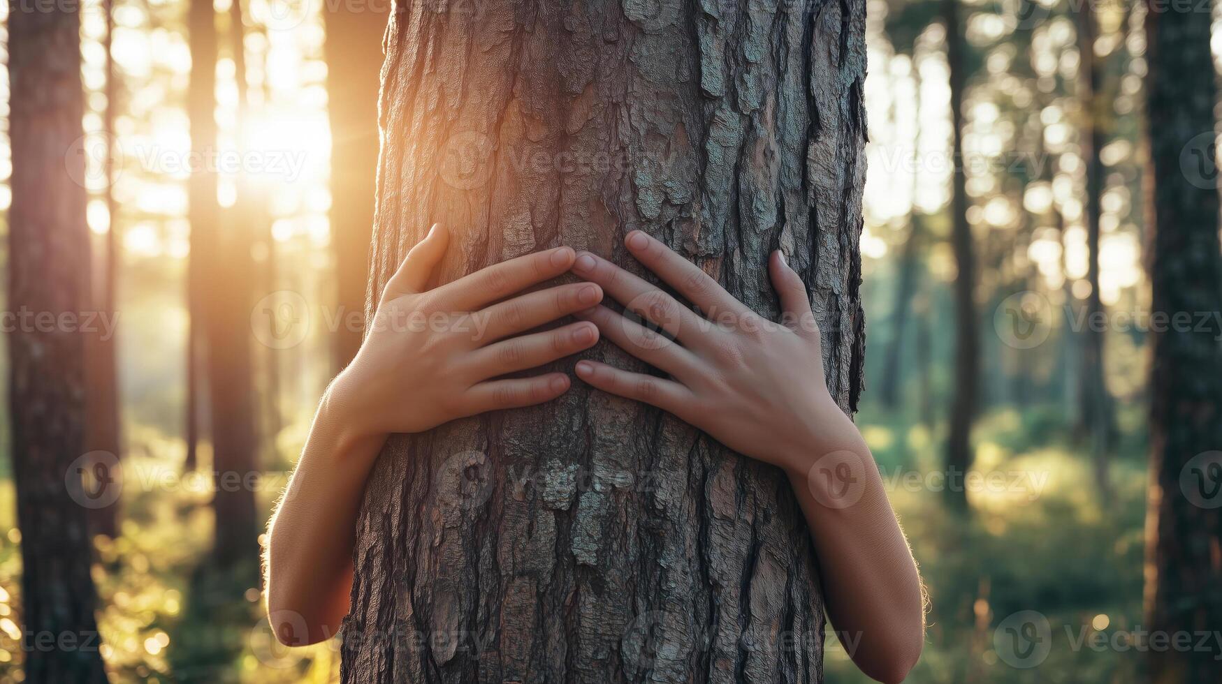 Hands Hugging a Tree photo