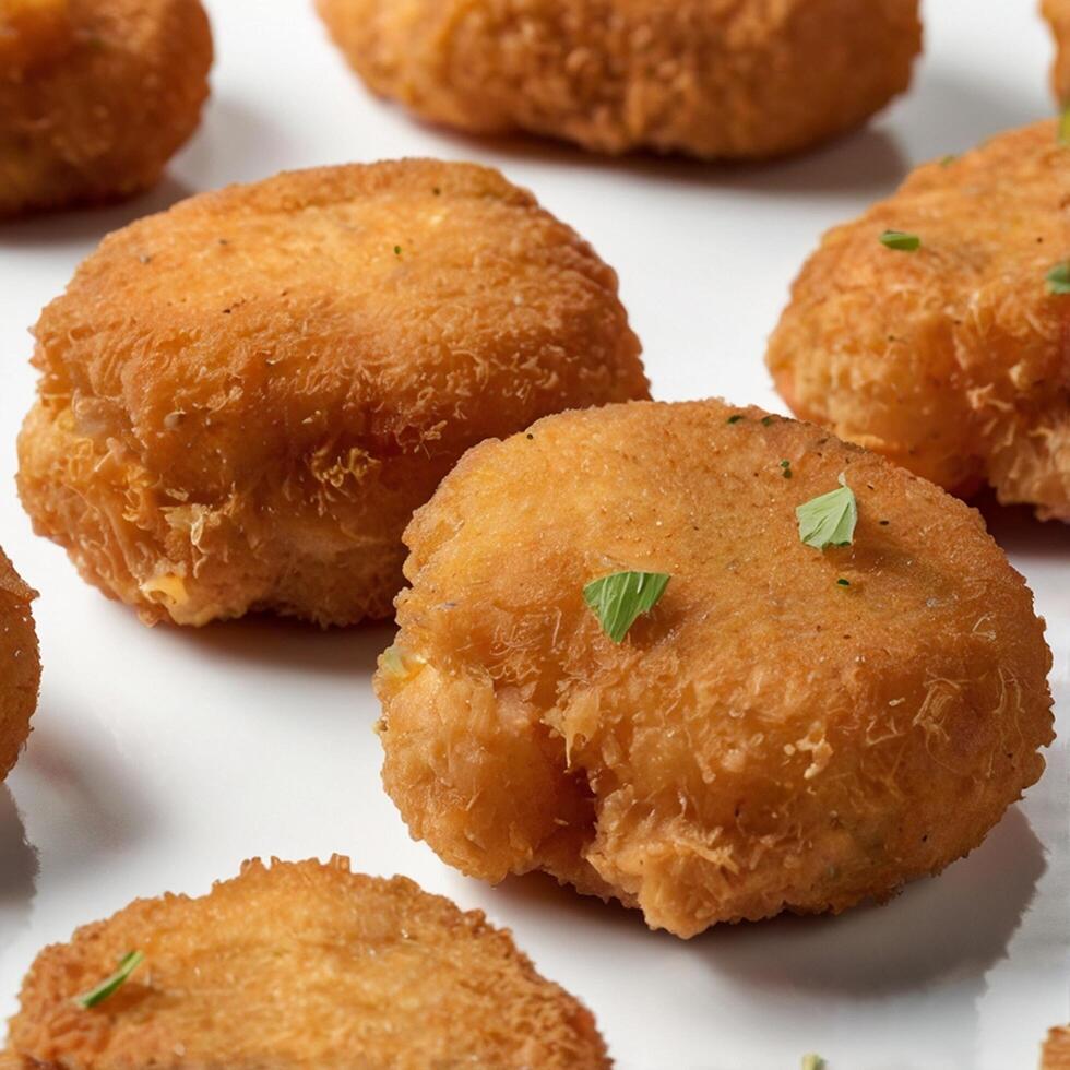 close up chicken nuggets, realistic food photo