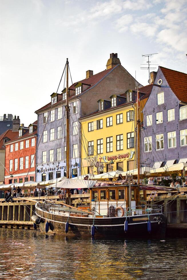 Copenhagen, Denmark. September 18, 2024. View of colorful houses in Nyhavn area in Copenhagen. photo