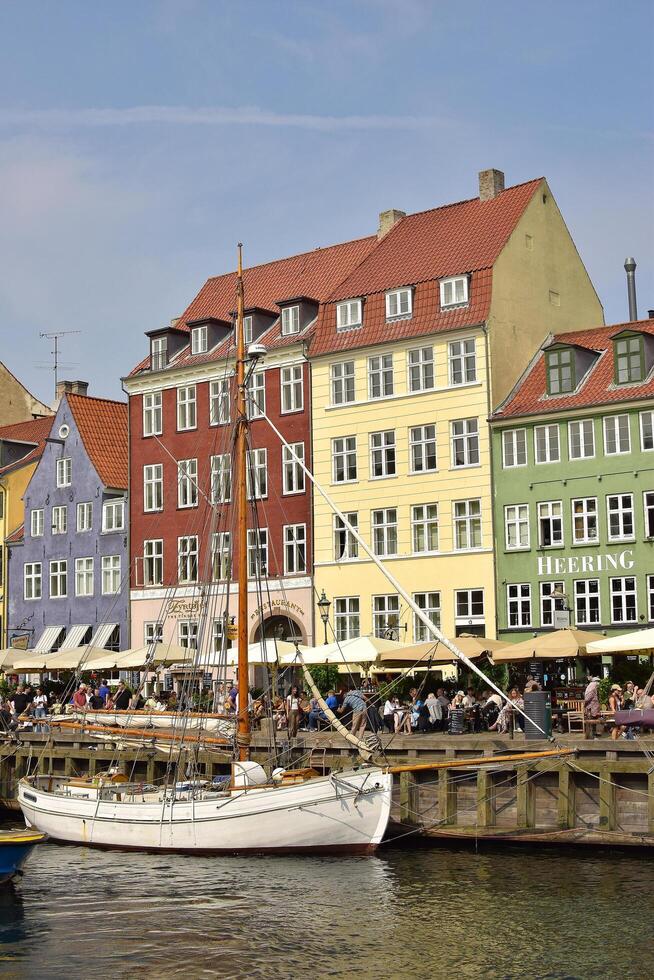 Copenhagen, Denmark. September 18, 2024. View of colorful houses in Nyhavn area in Copenhagen. photo