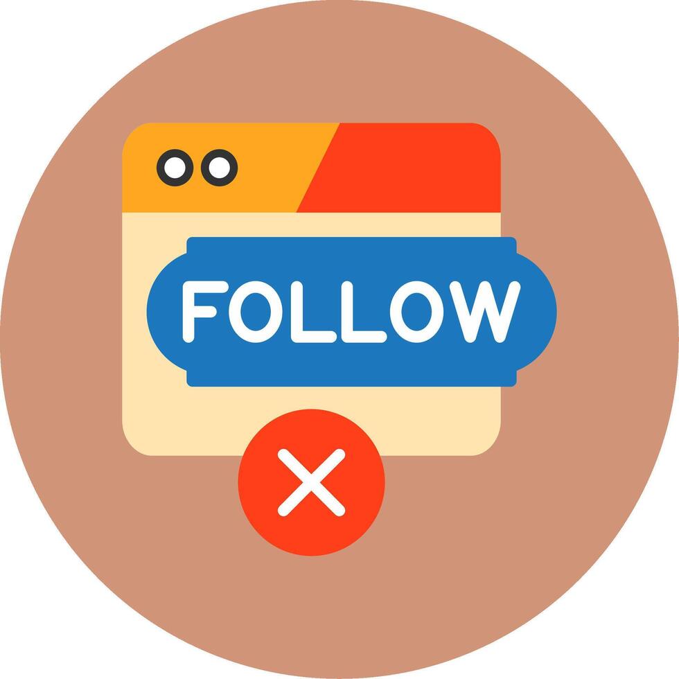 No Follow Flat Multi Color Icon vector