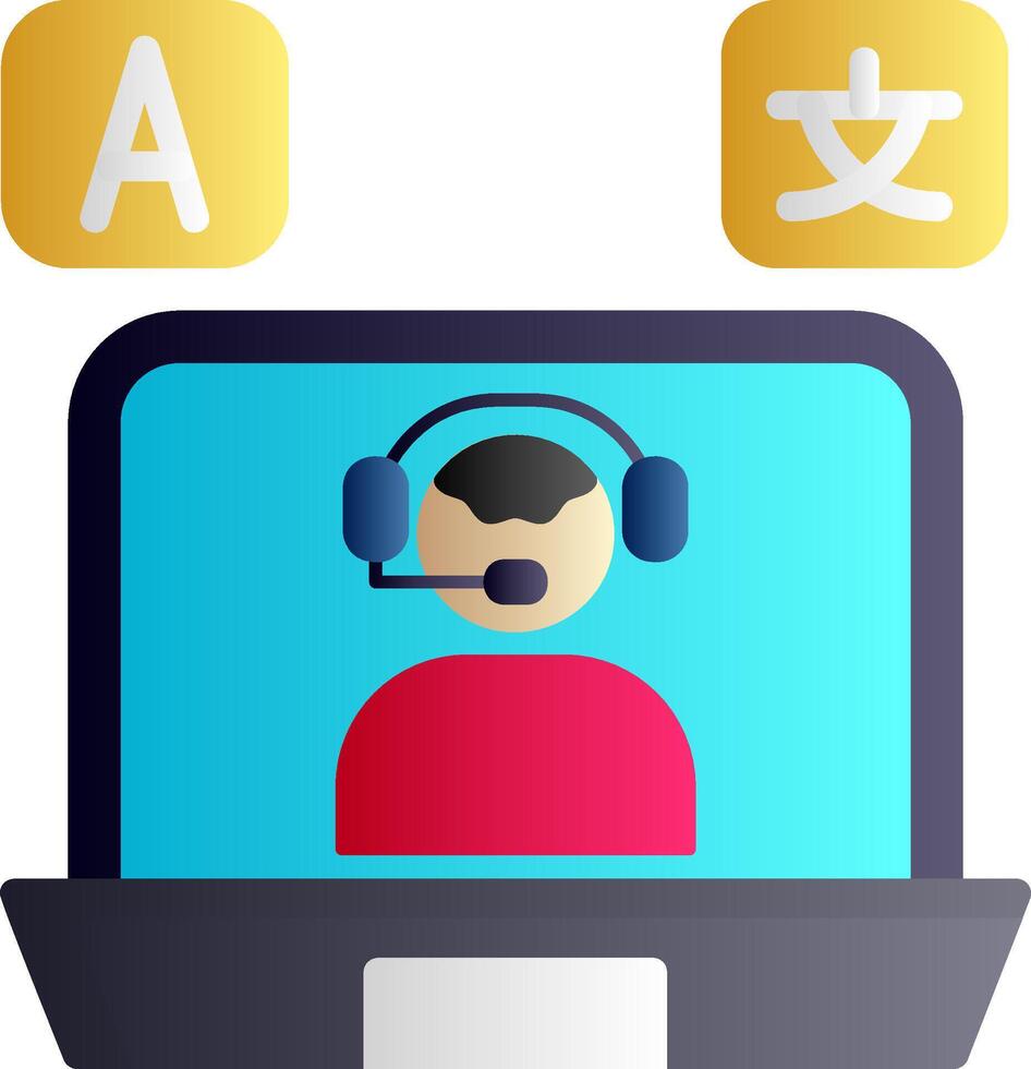 Online Language Teacher Flat Gradient Icon vector