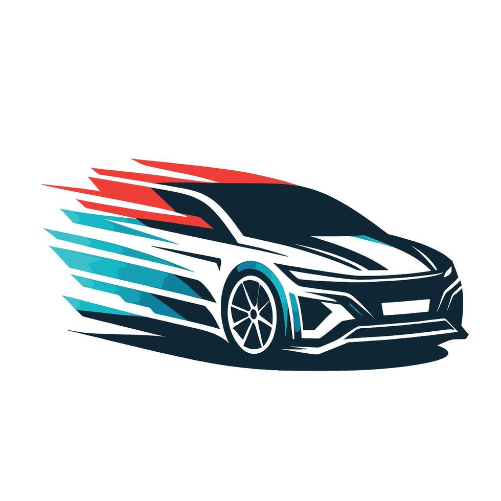 A car logo with a blue and red stripe vector