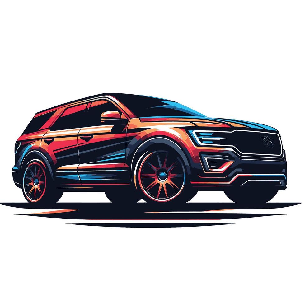 An suv is shown in a cartoon style vector
