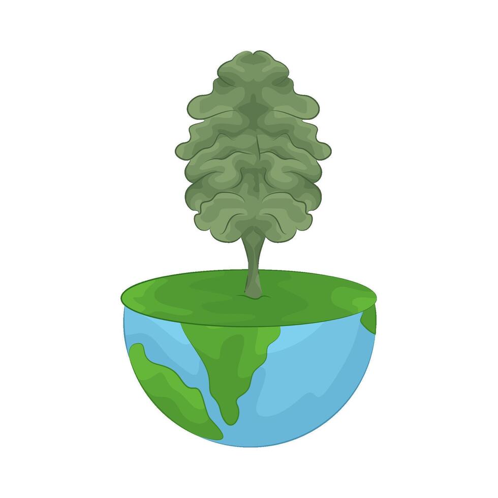 tree on half earth vector