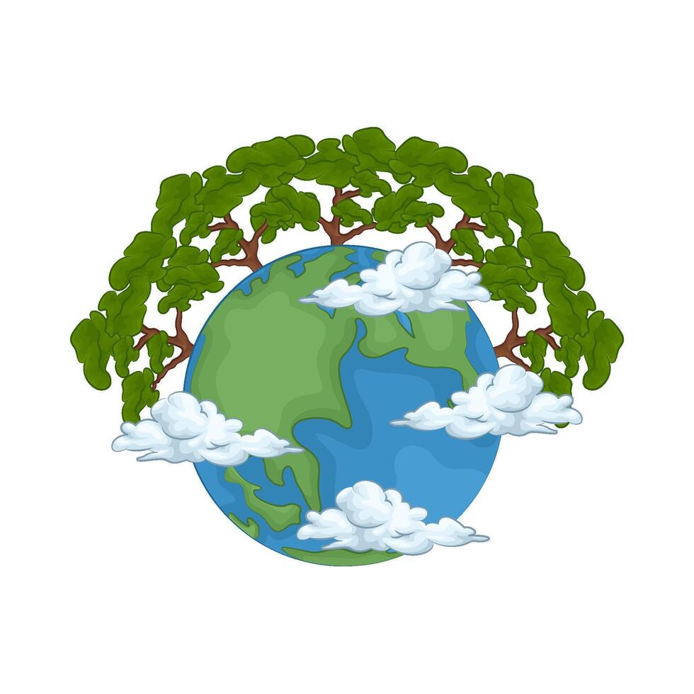 tree on earth vector