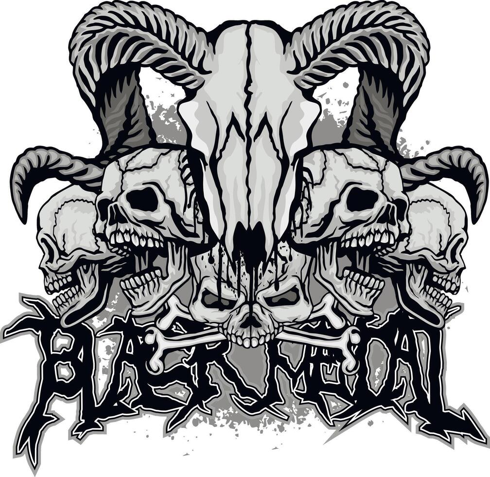 gothic sign with horned aries skull, grunge vintage design t shirts vector