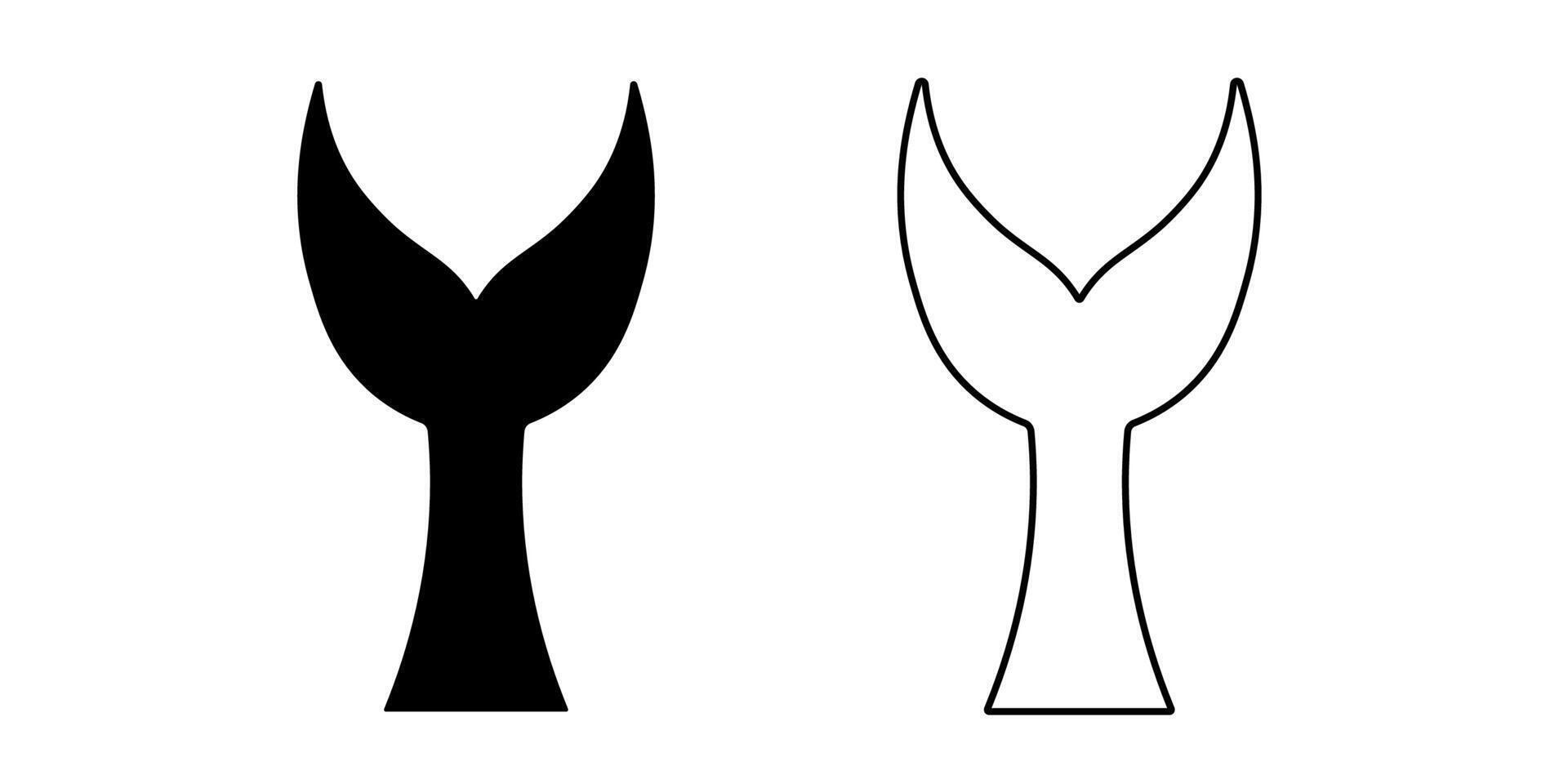 Symbol of dolphin tail. Abstract whale silhouette for tattoo. vector