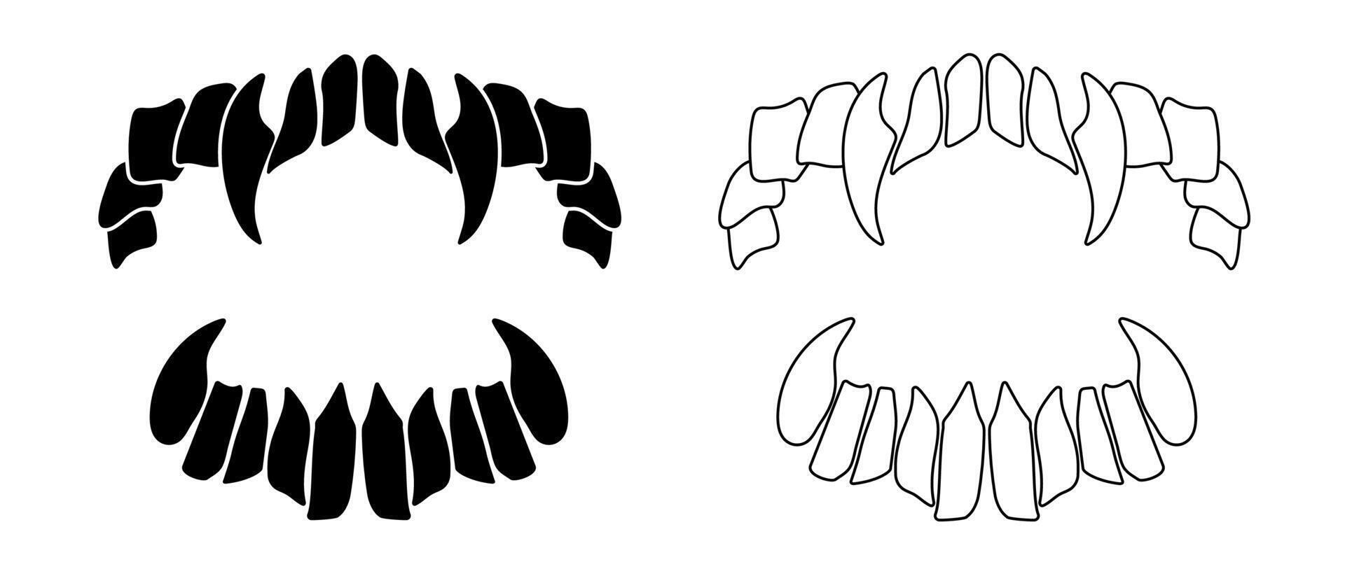 Predators mouth tattoo. Black beast jaw logo. vector