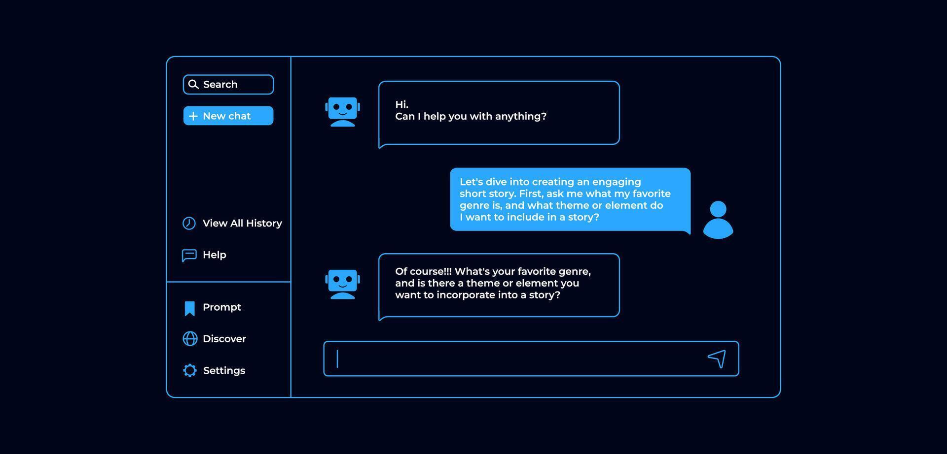 Chatting with artificial intelligence. vector