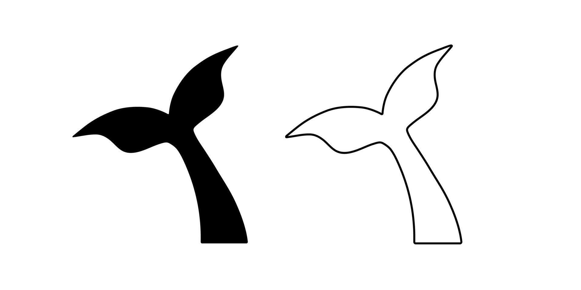 Symbol of whale tail. Abstract black and white dolphin silhouettes for tattoo. vector