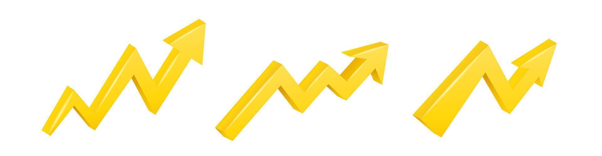 Yellow financial arrow for business presentation. vector