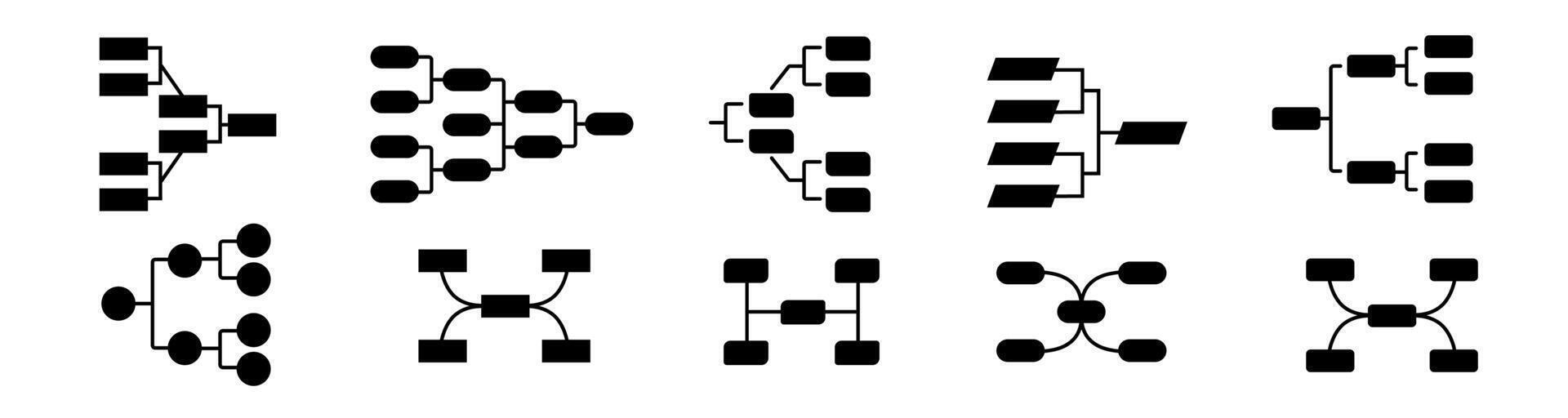 Black tournament chart structure in minimalistic style. Sport leadership bracket. vector