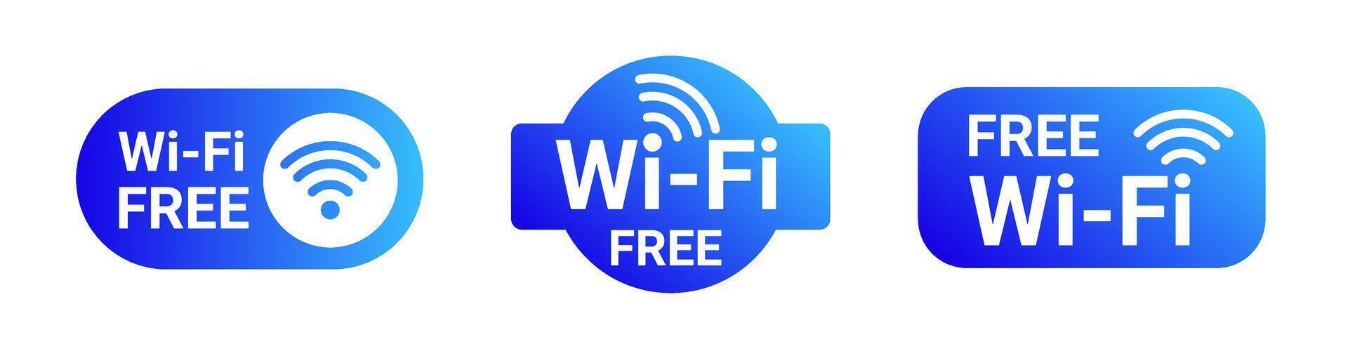 Blue wifi sticker with gradient. Hotspot emblem for internet place. vector