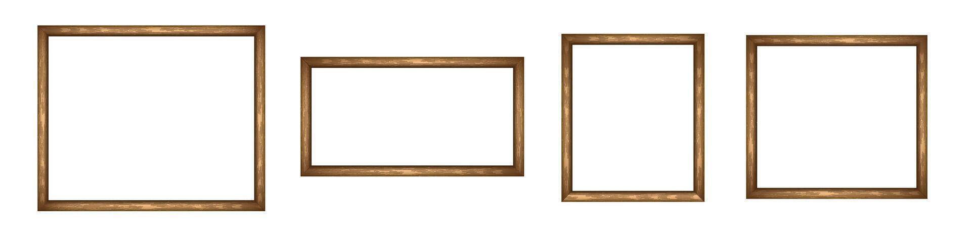 Set of wooden frame with gradient for pictures and photos. vector