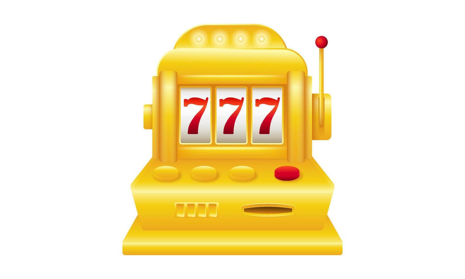 Golden slot machine with red sevens. Lucky machine for casino and gambling. vector