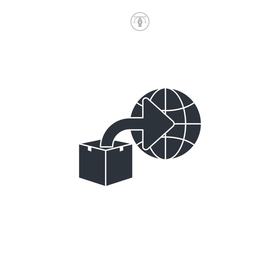 Global Shipping, Global distribution. Market expansion. Worldwide commerce icon symbol illustration isolated on white background vector