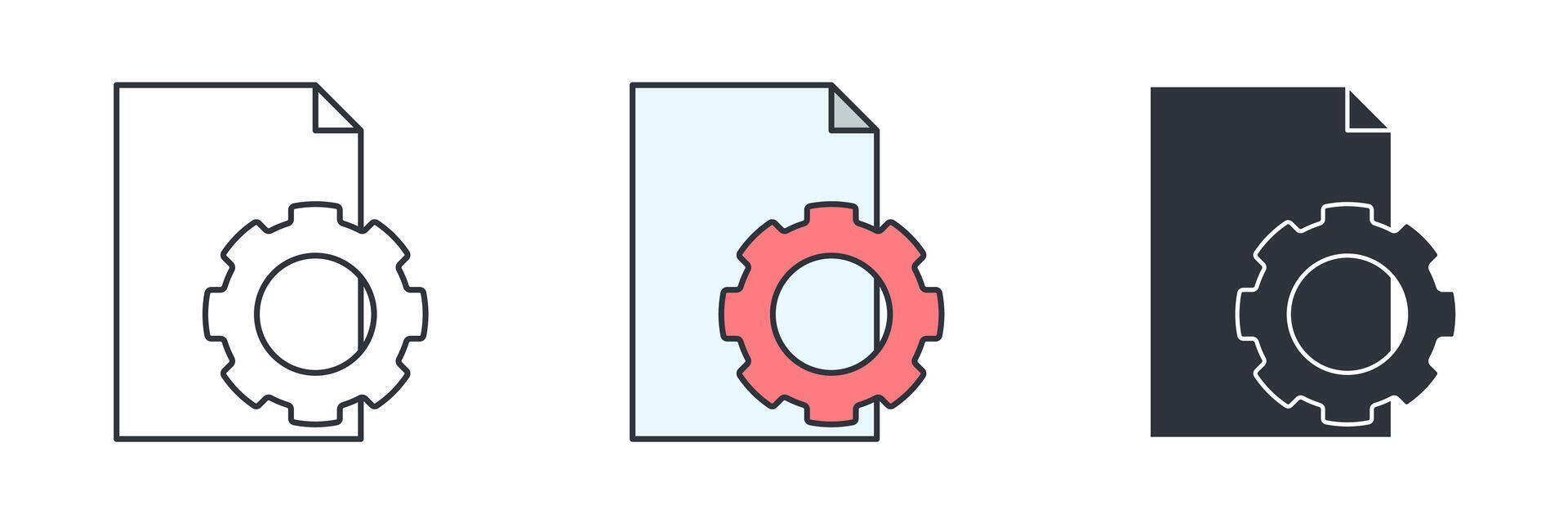 File configuration and document settings icon symbol illustration isolated on white background vector