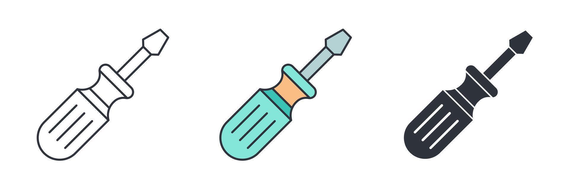 Screwdriver icon symbol illustration isolated on white background vector