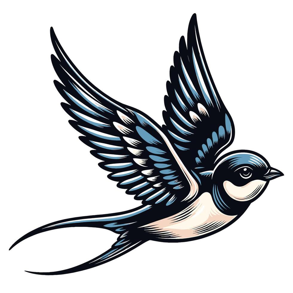 A flying swallow tattoo design vector