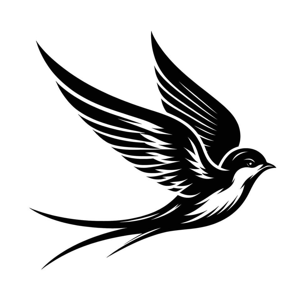 A black and white drawing of a swallow vector