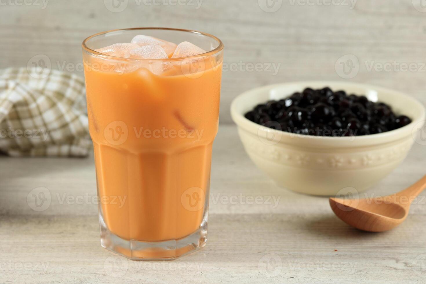 Thai Tea or Cha Iced Tea is a Cold Drink Made From Ceylon Black Tea photo