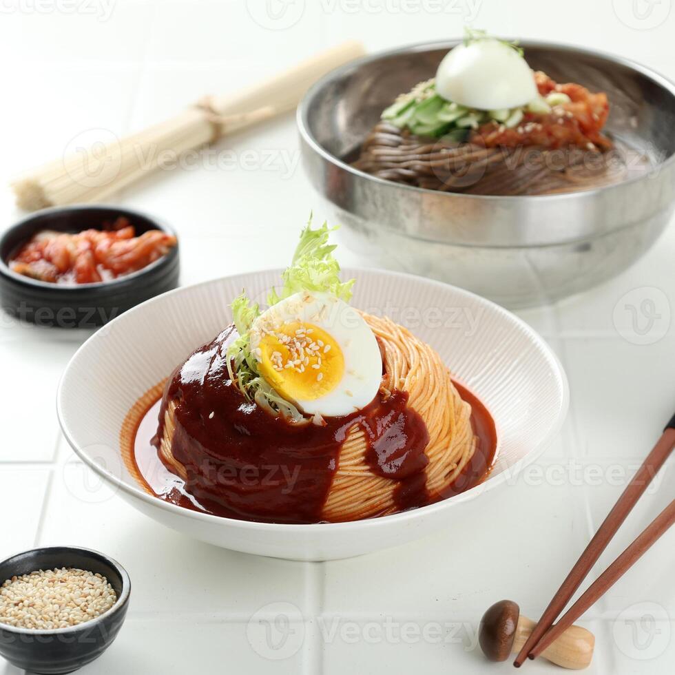 Korean Traditional Food, Spicy Noodle Bibim Guksu photo