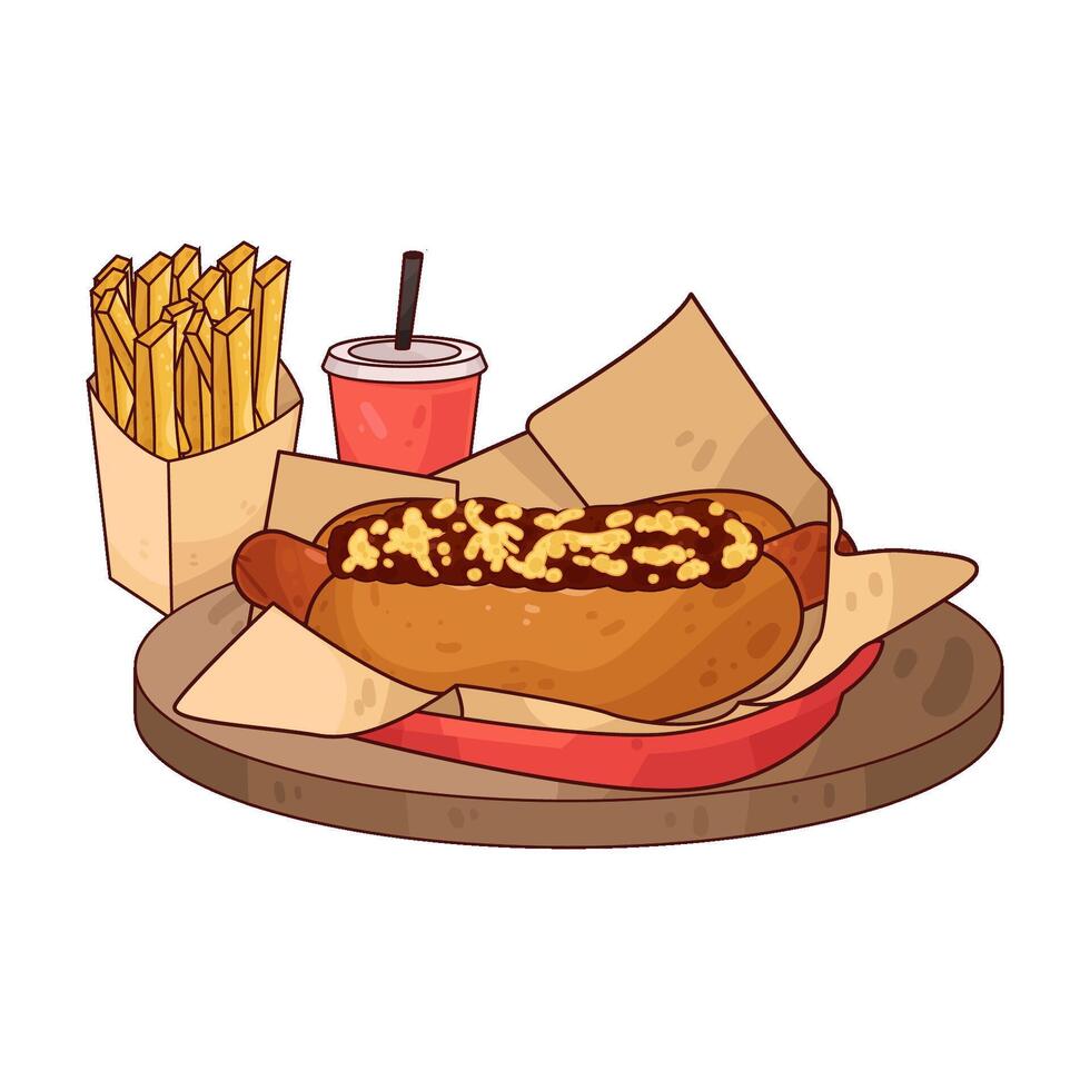 Potatoes and Hotdogs vector
