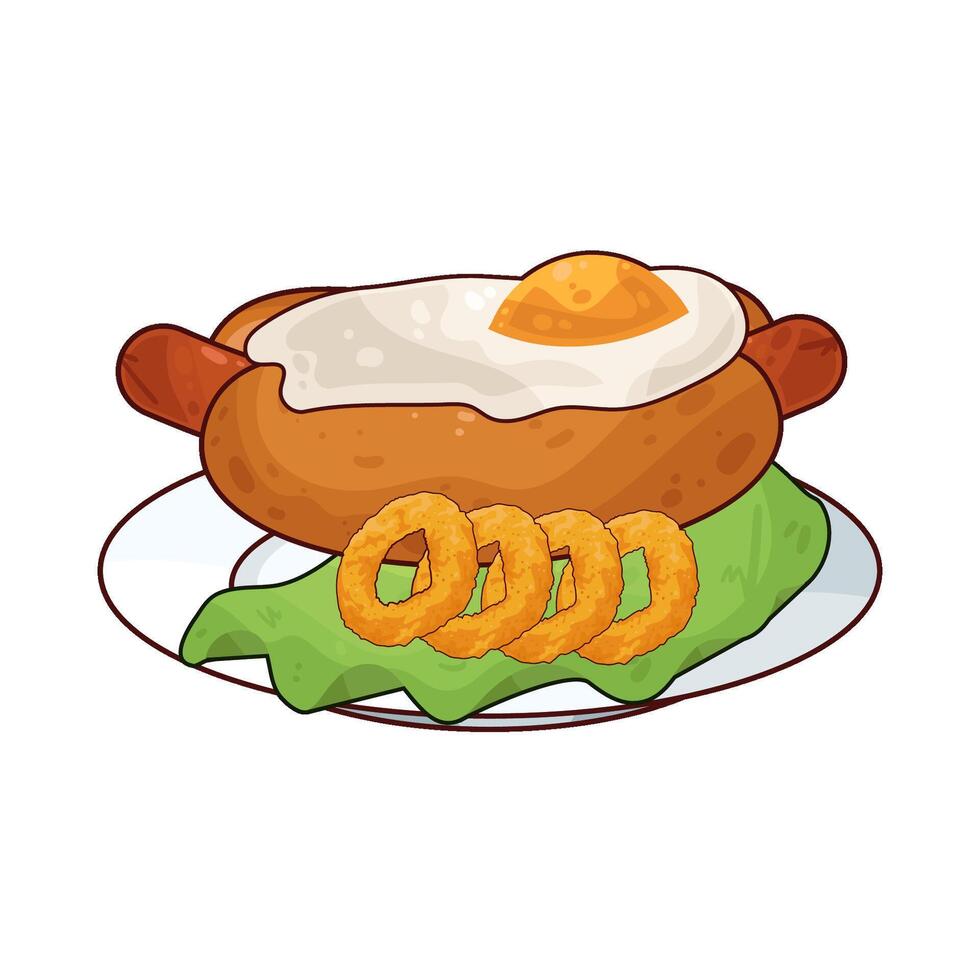 hotdog with fried egg vector