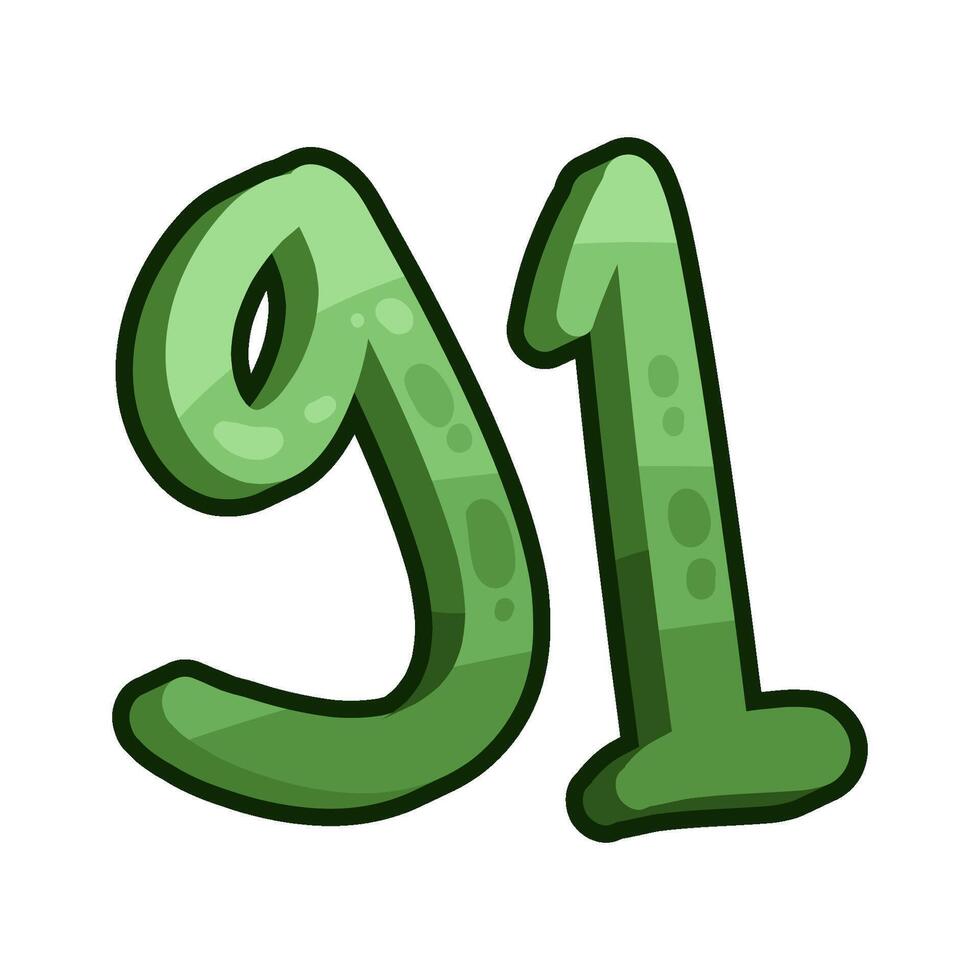 Illustration of number 91 vector