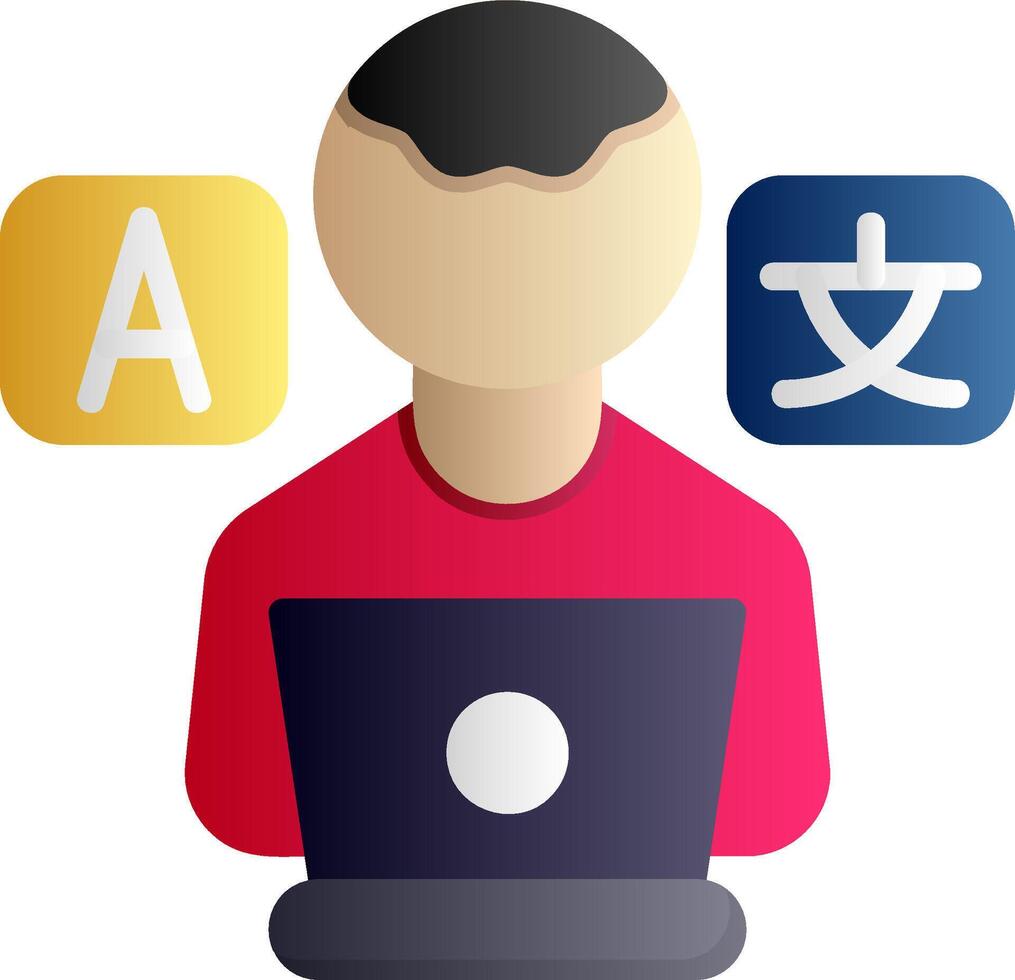 Freelance Translator Flat Gradient Icon vector