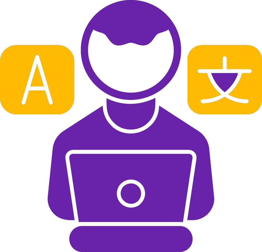 Freelance Translator Glyph Two Color Icon vector