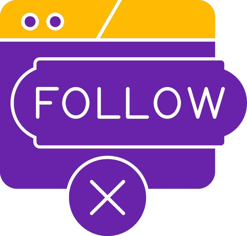 No Follow Glyph Two Color Icon vector