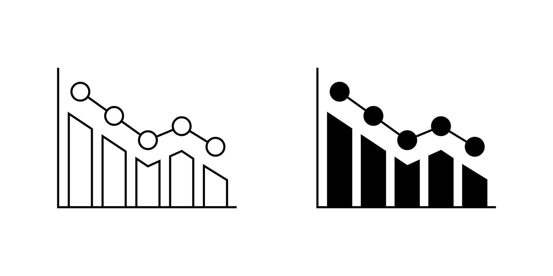 Statistic icon in generic style. Decrease graph symbol vector
