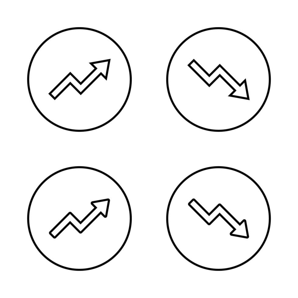 Uptrend and downtrend arrow line icon on circle outline vector