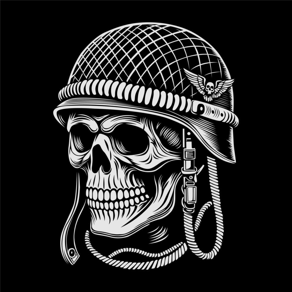 skull in a helmet with a soldier's helmet vector