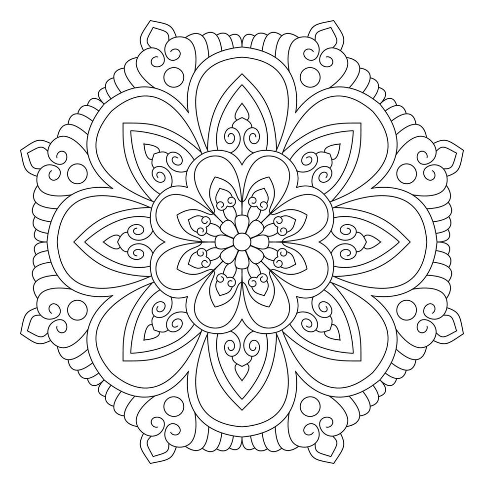 Easy mandala, Flower, leaf, butterfly, round mandalas design background coloring page vector