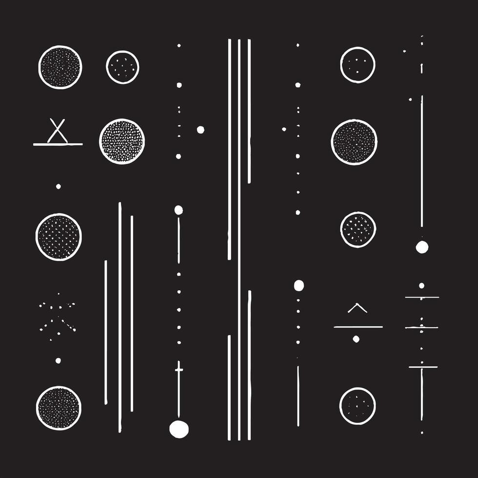 A set of lines and circles on a black background vector