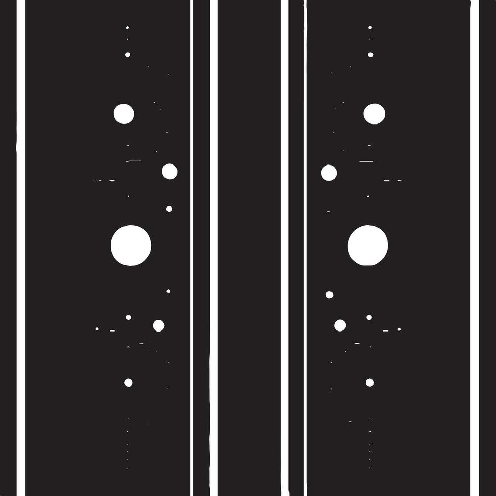 A black and white poster with a white line and dots vector