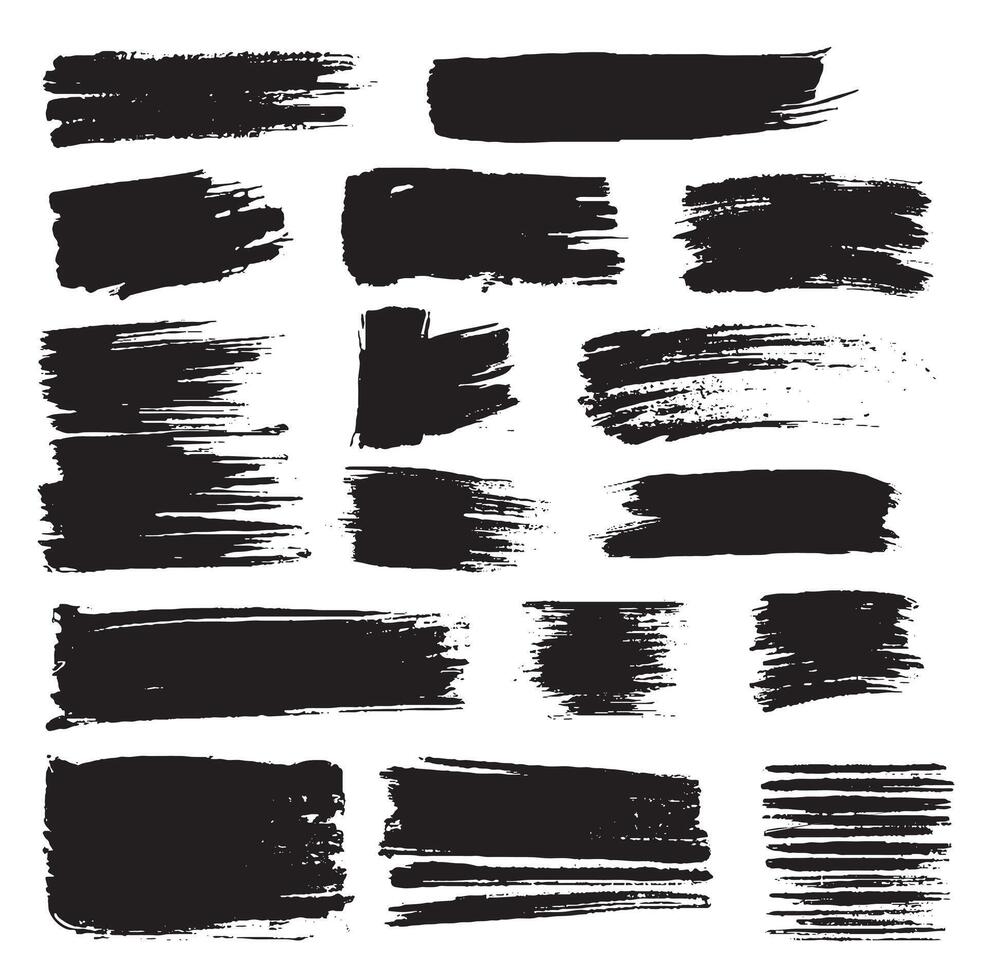 A set of black paint strokes on a white background vector