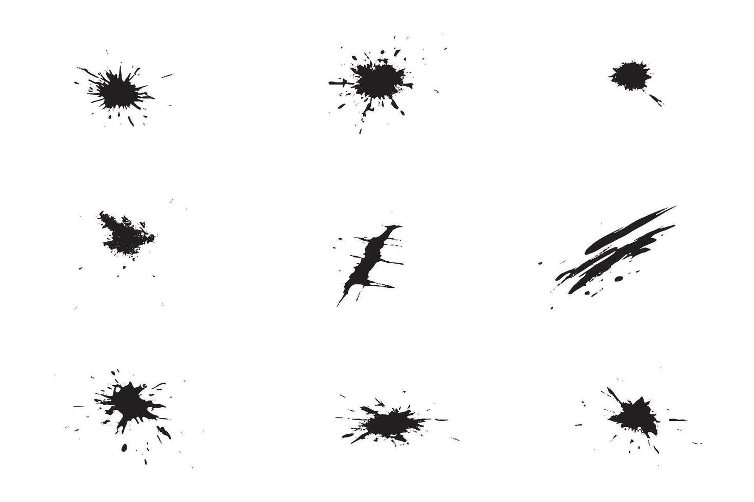 A set of black ink splatters on a white background vector