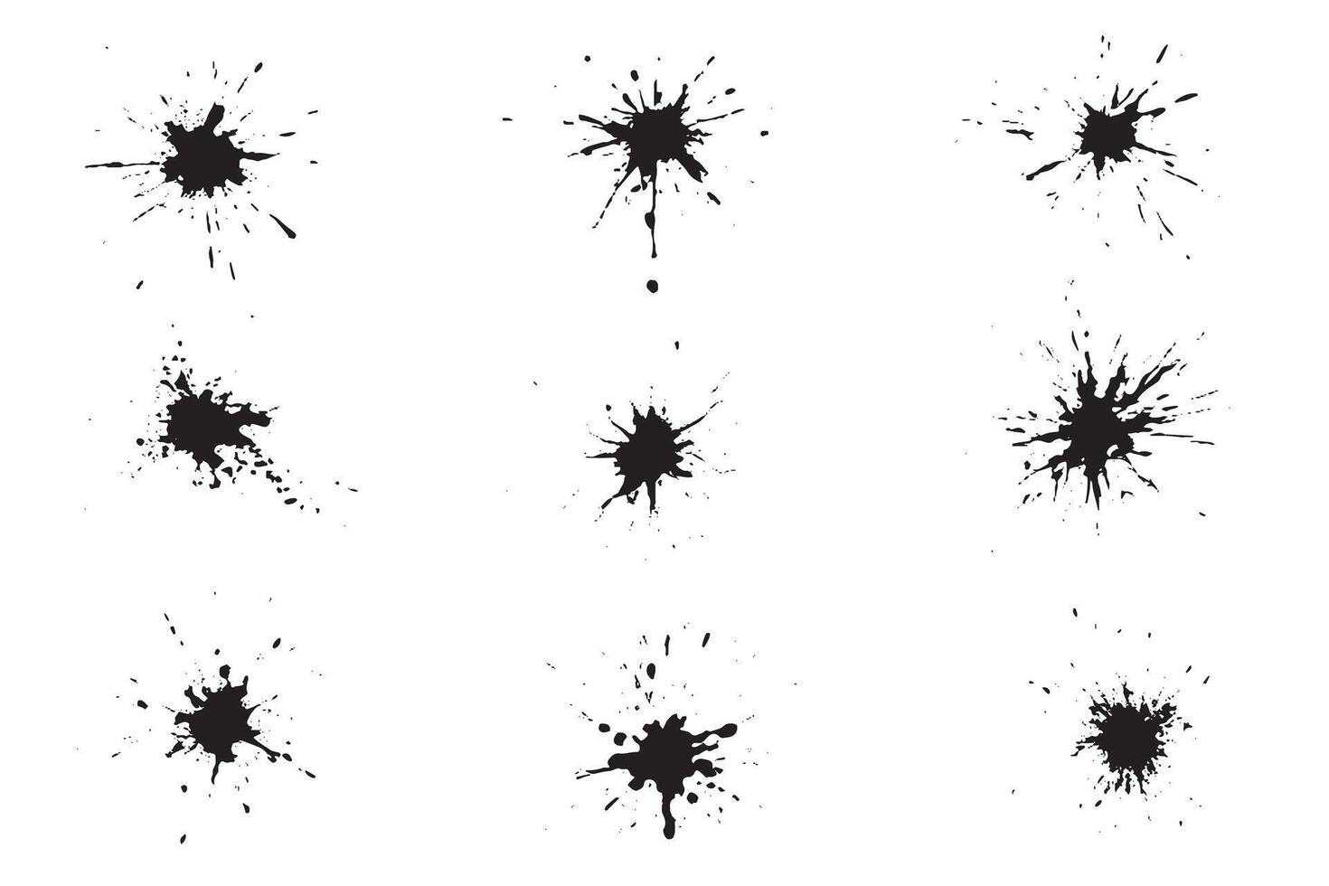 Black ink splatter set on white background vector