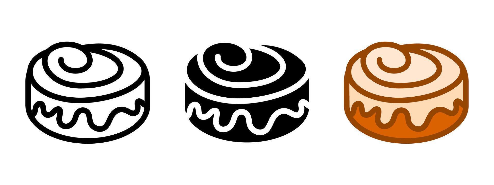 Cinnabon icon. Cinnamon roll color illustration. Sweet bun sign. Pastry symbol. Bakery logo. vector