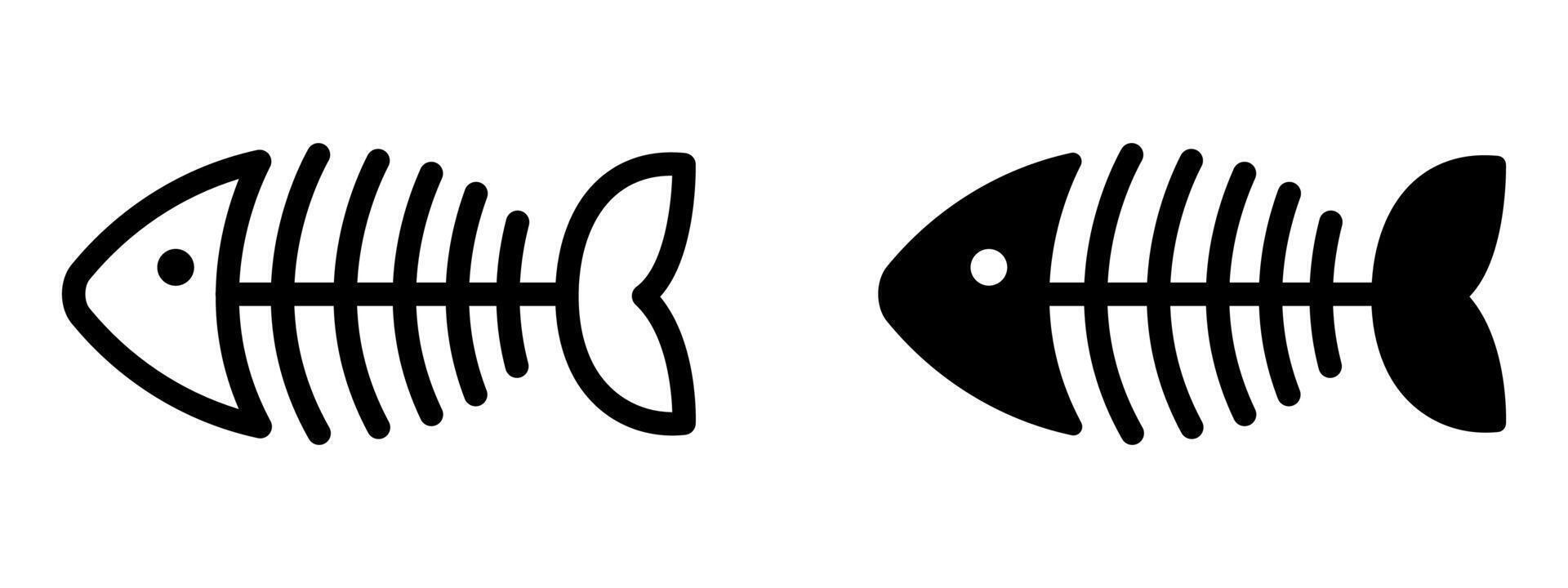 fish skeleton icon. Fish bone symbol. Cats food sign. spine line pictogram. vector