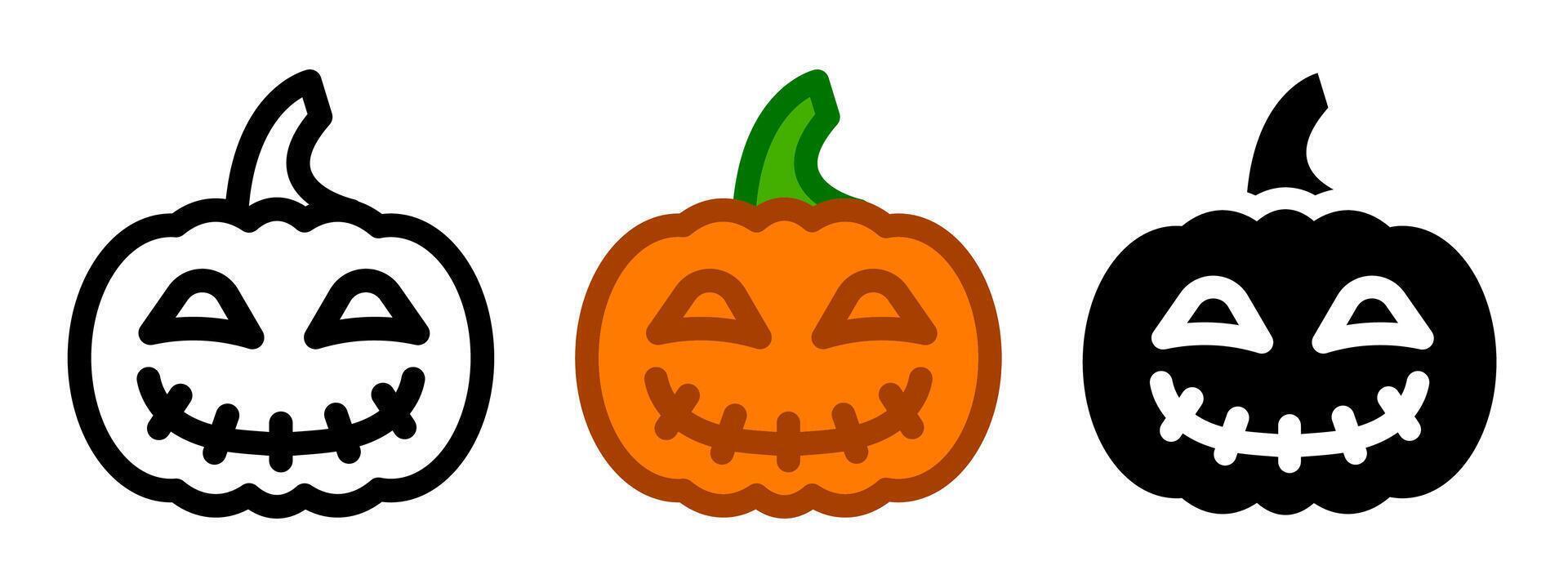 Halloween pumpkin icon. Fall decoration sign. Smiling pumpkin symbol. vector