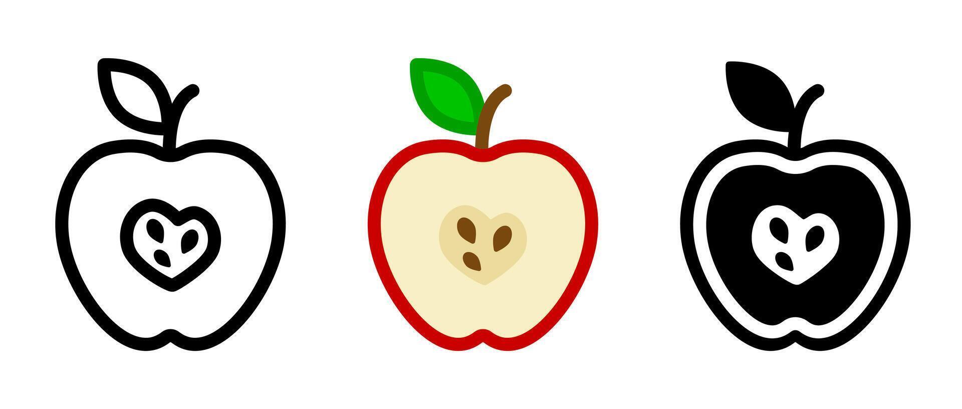 Half apple icon. Cut fruit sign. Apple logotype symbol. vector