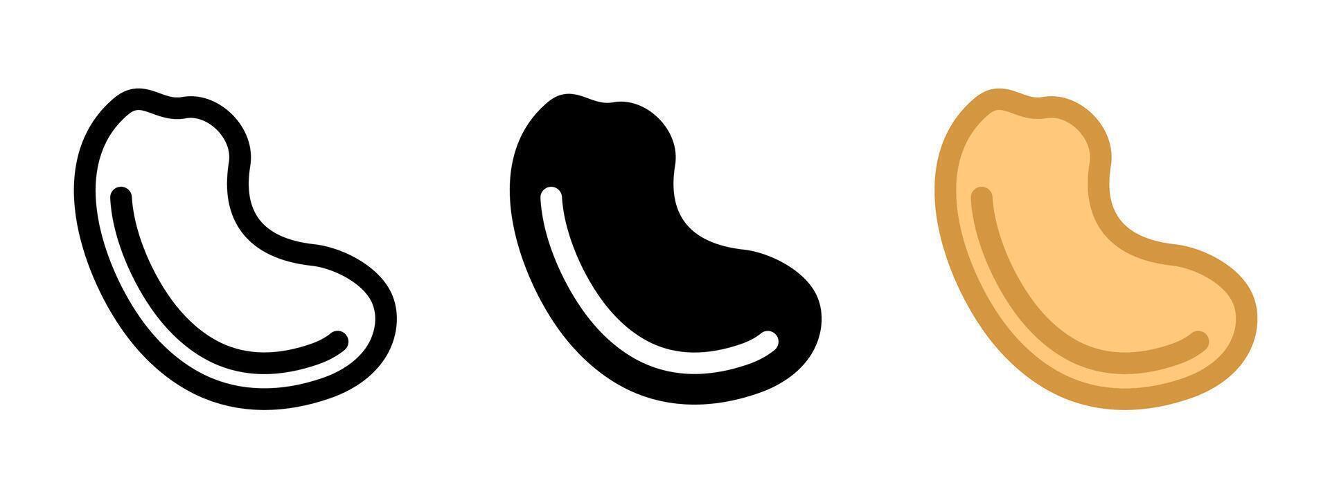 Cashew icon. Peeled nut color sign. Healthy snack pictogram. vector