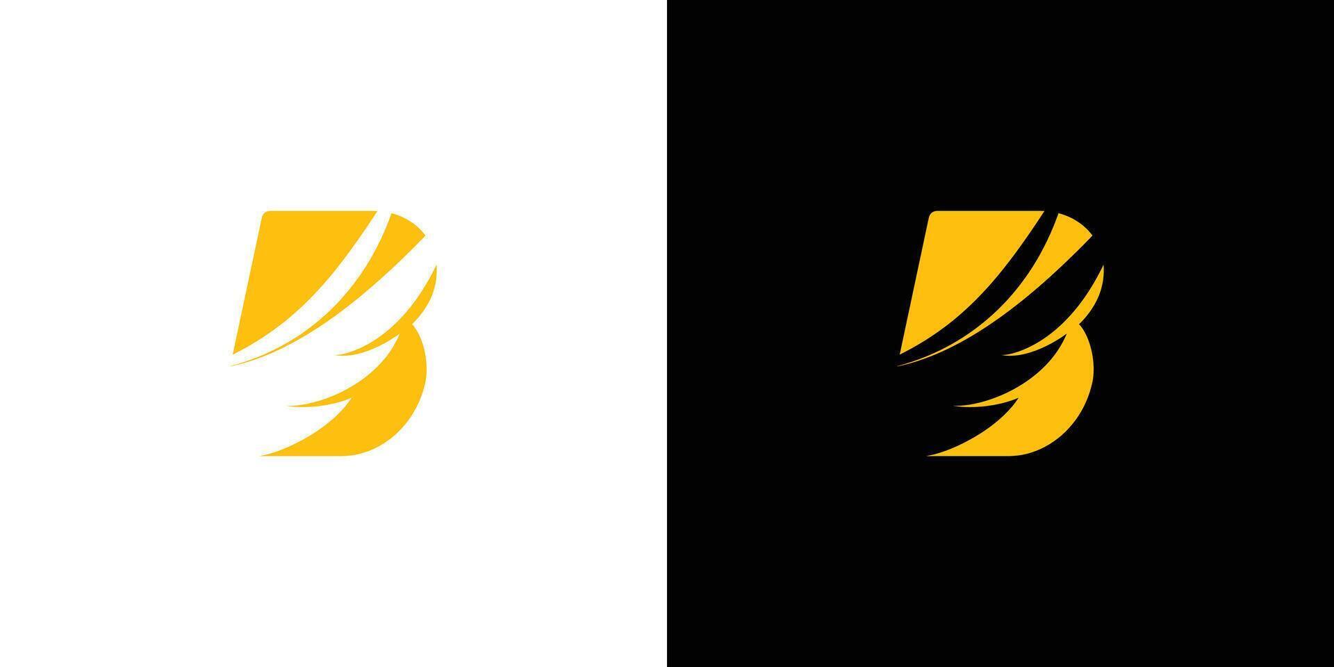 The bird wing B logo design is unique and modern vector