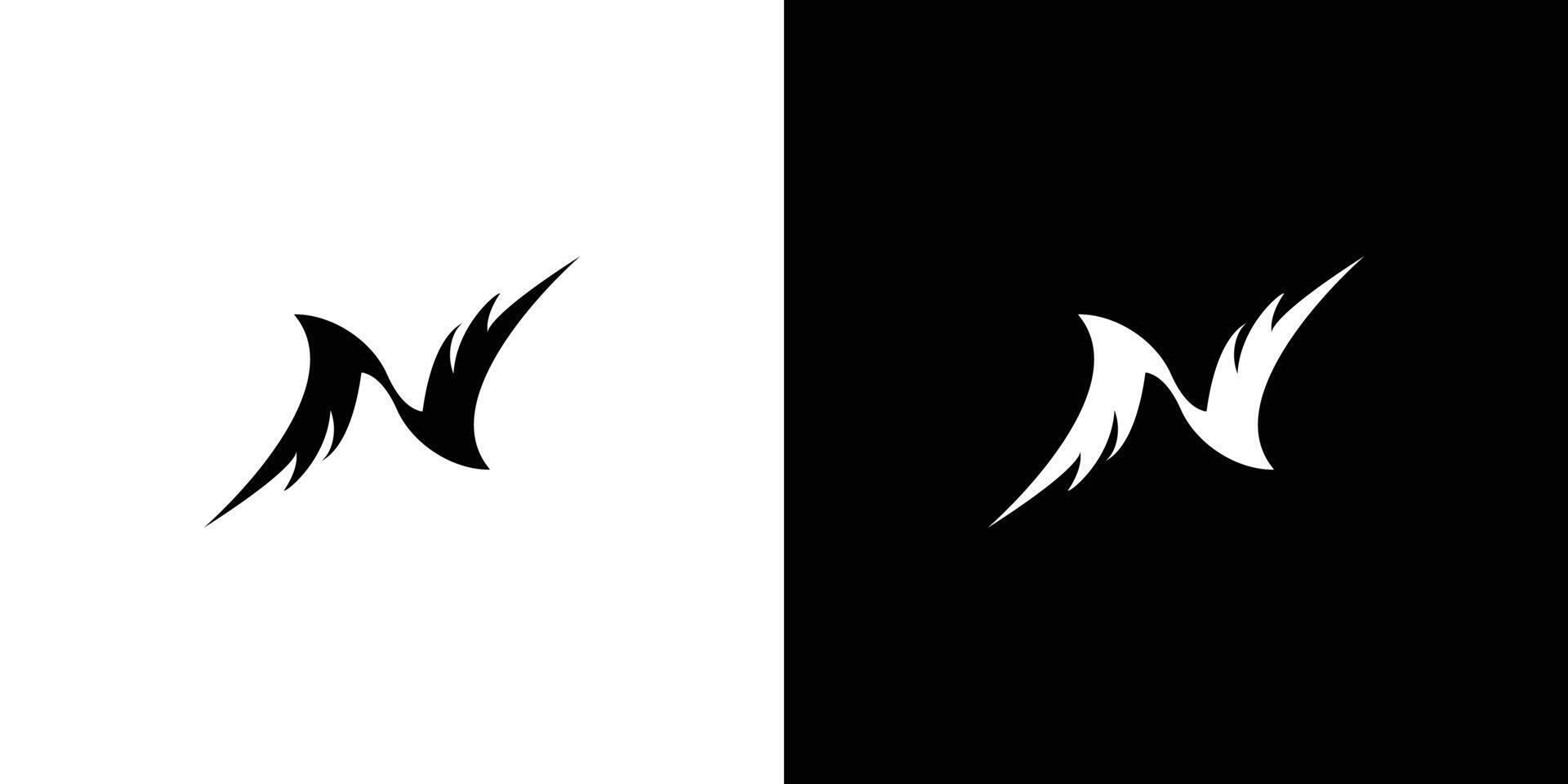 The bird wing N logo design is unique and modern vector